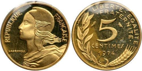 5 Centime French Fifth Republic (1958 - ) Gold 