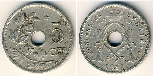 5 Centime Belgio Ottone/Nichel 