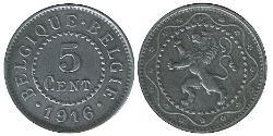 5 Centime Belgio Zinco 