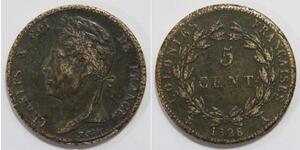 5 Centime Francia  Carlo X di Francia (1757-1836)