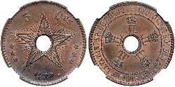 5 Centime Geschichte der Demokratischen Republik Kongo (1908 - 1960)  
