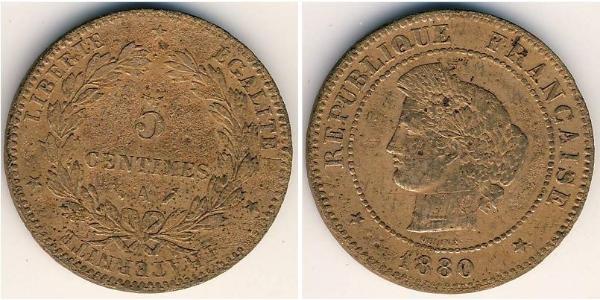 5 Centime 法兰西第三共和国 (1870 - 1940) 青铜 