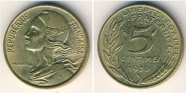 5 Centime 法蘭西第五共和國 青铜/铝 