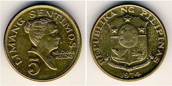 5 Centimo Philippines Brass 
