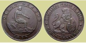 5 Centimo Kingdom of Spain (1814 - 1873) Copper 