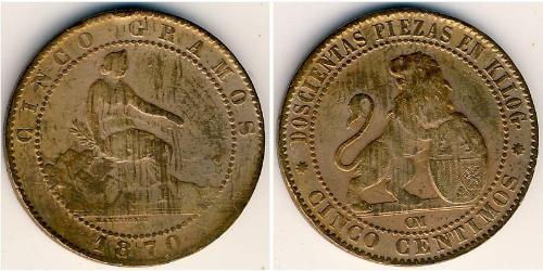 5 Centimo Kingdom of Spain (1814 - 1873) Copper 