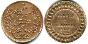 5 Centimo Tunisia Copper 