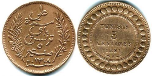 5 Centimo Tunisia Copper 