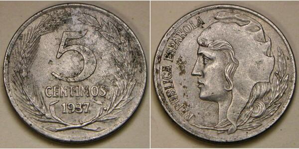 5 Centimo Segunda República Española (1931 - 1939) Iron 