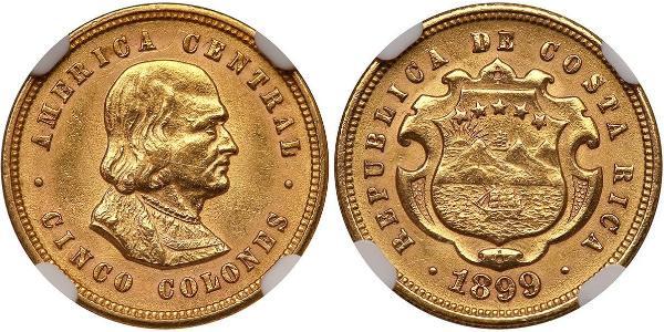 5 Colon Costa Rica Oro 