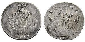 5 Copeca Impero russo (1720-1917) Argento Elisabetta I (1709-1762)