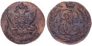 5 Copeca Impero russo (1720-1917) Rame Caterina II (1729-1796)