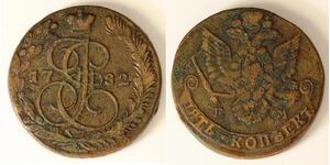 5 Copeca Impero russo (1720-1917) Rame Caterina II (1729-1796)