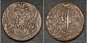5 Copeca Impero russo (1720-1917) Rame Caterina II (1729-1796)