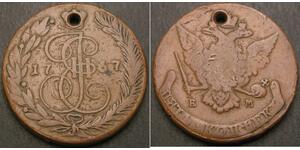5 Copeca Impero russo (1720-1917) Rame Caterina II (1729-1796)