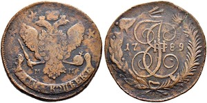 5 Copeca Impero russo (1720-1917) Rame Caterina II (1729-1796)