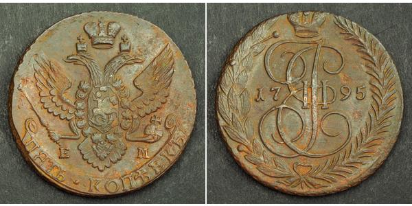 5 Copeca Impero russo (1720-1917) Rame Caterina II (1729-1796)