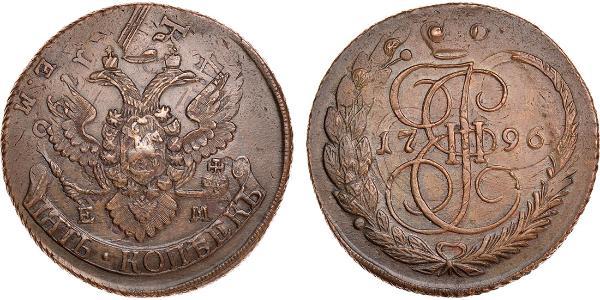 5 Copeca Impero russo (1720-1917) Rame Caterina II (1729-1796)