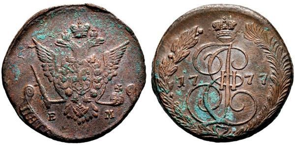 5 Copeca Impero russo (1720-1917) Rame Caterina II (1729-1796)
