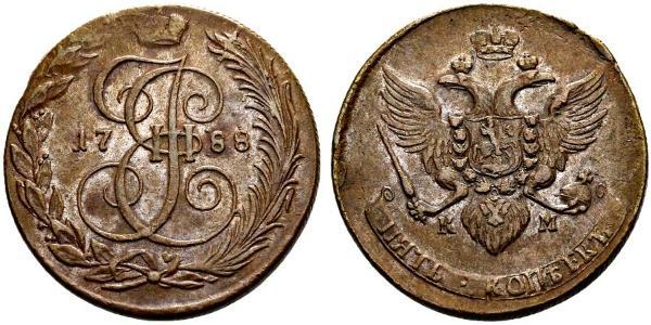 5 Copeca Impero russo (1720-1917) Rame Caterina II (1729-1796)