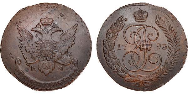 5 Copeca Impero russo (1720-1917) Rame Caterina II (1729-1796)
