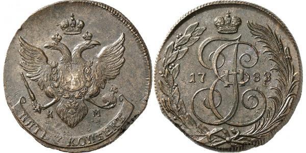5 Copeca Impero russo (1720-1917) Rame Caterina II (1729-1796)