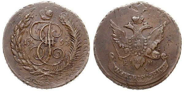 5 Copeca Impero russo (1720-1917) Rame Caterina II (1729-1796)