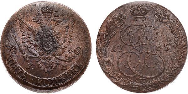5 Copeca Impero russo (1720-1917) Rame Caterina II (1729-1796)