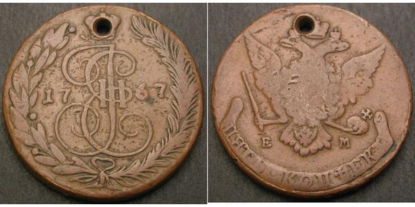 5 Copeca Impero russo (1720-1917) Rame Caterina II (1729-1796)