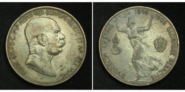 5 Corona Impero austro-ungarico (1867-1918) Argento Franz Joseph I (1830 - 1916)