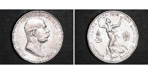 5 Corona Imperio austrohúngaro (1867-1918) Plata Franz Joseph I (1830 - 1916)