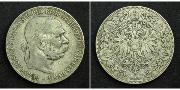 5 Corona Imperio austrohúngaro (1867-1918) Plata Franz Joseph I (1830 - 1916)