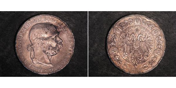 5 Corona Imperio austrohúngaro (1867-1918) Plata Franz Joseph I (1830 - 1916)