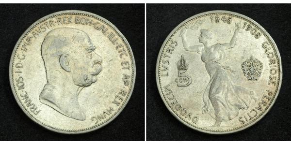 5 Corona Imperio austrohúngaro (1867-1918) Plata Franz Joseph I (1830 - 1916)