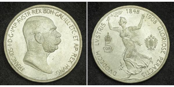 5 Corona Австро-Венгрия (1867-1918) Серебро Франц Иосиф I (1830 - 1916)
