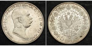 5 Corona Австро-Угорщина (1867-1918) Срібло Франц Иосиф I (1830 - 1916)