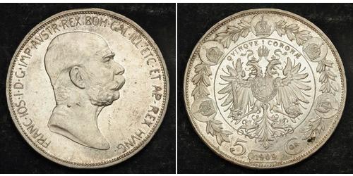 5 Corona Австро-Угорщина (1867-1918) Срібло Франц Иосиф I (1830 - 1916)