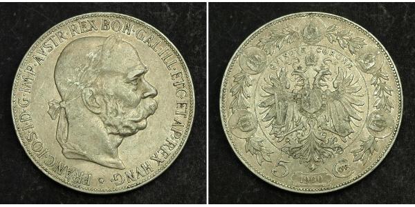 5 Corona Австро-Угорщина (1867-1918) Срібло Франц Иосиф I (1830 - 1916)