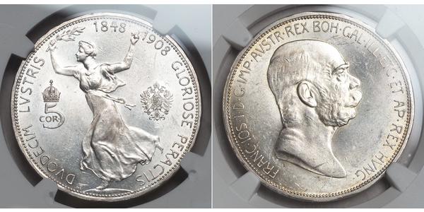 5 Corona 奥匈帝国 (1867 - 1918) 銀 弗朗茨·约瑟夫一世 (1830 - 1916)
