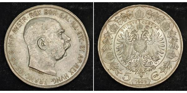 5 Corona 奥匈帝国 (1867 - 1918) 銀 弗朗茨·约瑟夫一世 (1830 - 1916)