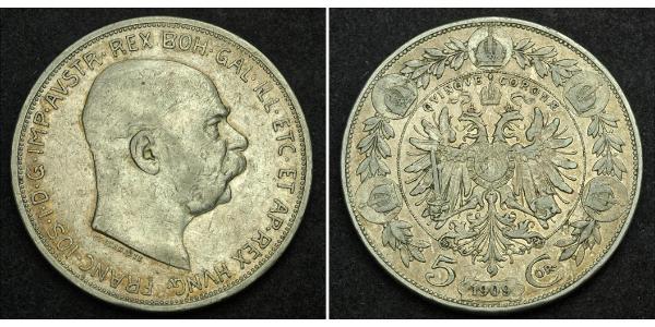 5 Corona 奥匈帝国 (1867 - 1918) 銀 弗朗茨·约瑟夫一世 (1830 - 1916)