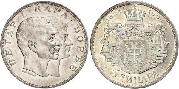 5 Dinar Serbie Argent 