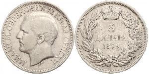 5 Dinaro Serbia Plata 