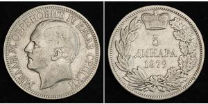 5 Dinaro Serbia Plata 