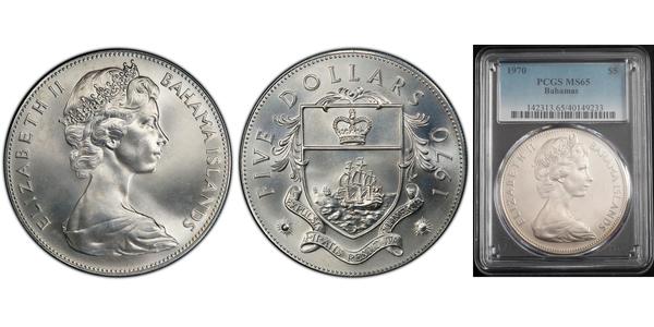 5 Dollar Bahamas Argent Elizabeth II (1926-2022)