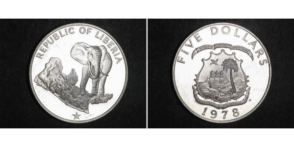 5 Dollar Liberia Argent 