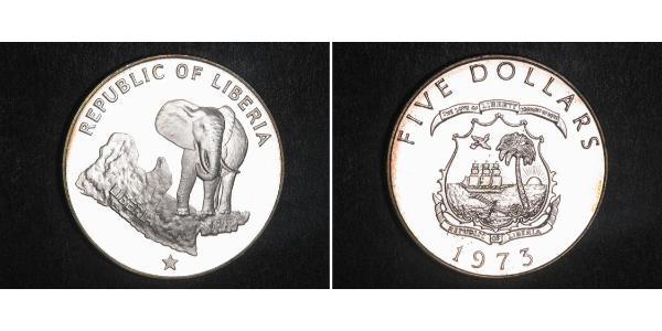 5 Dollar Liberia Argent 