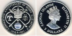 5 Dollar Îles Caïmans Argent 
