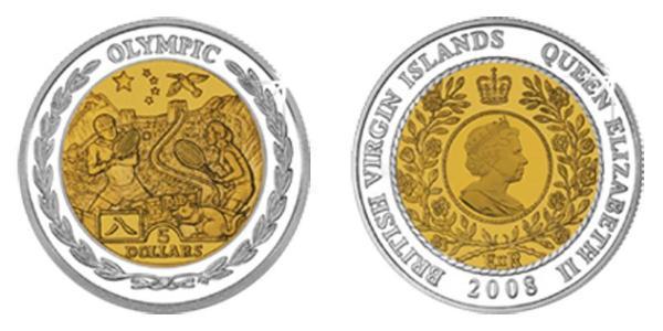 5 Dollar 维尔京群岛 Bimetal 