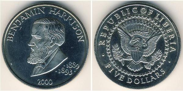 5 Dollar Liberia Cuivre/Nickel Benjamin Harrison (1833 - 1901) 
